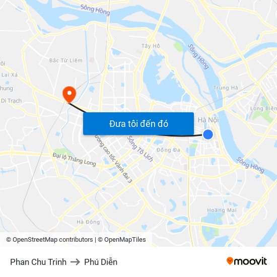 Phan Chu Trinh to Phú Diễn map