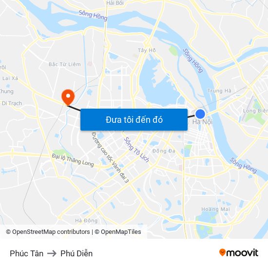 Phúc Tân to Phú Diễn map
