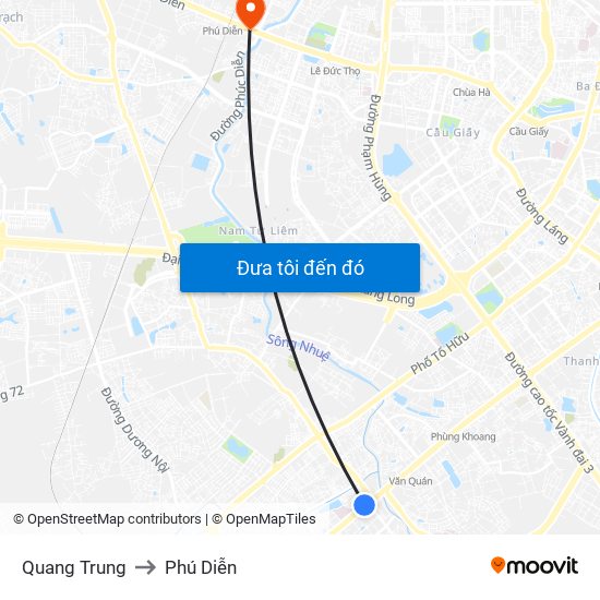 Quang Trung to Phú Diễn map