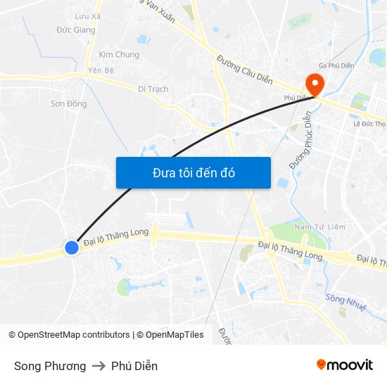 Song Phương to Phú Diễn map