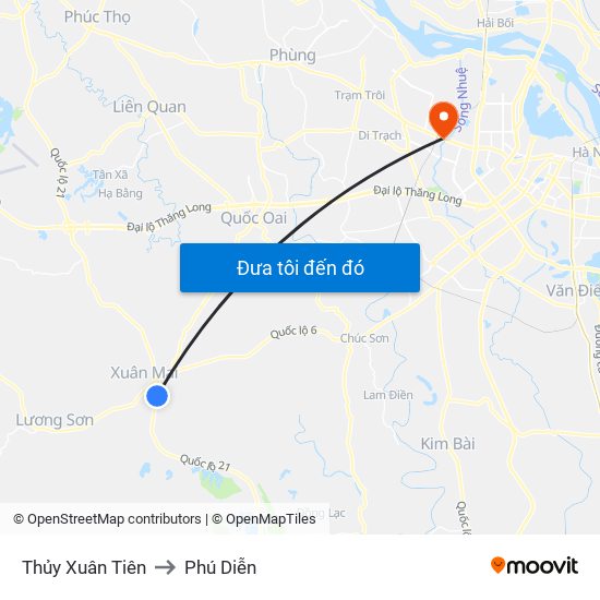 Thủy Xuân Tiên to Phú Diễn map