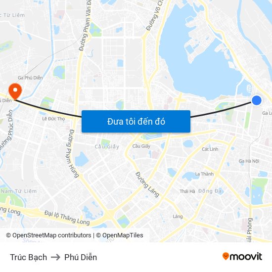 Trúc Bạch to Phú Diễn map