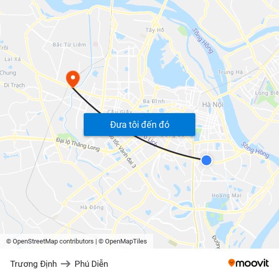 Trương Định to Phú Diễn map