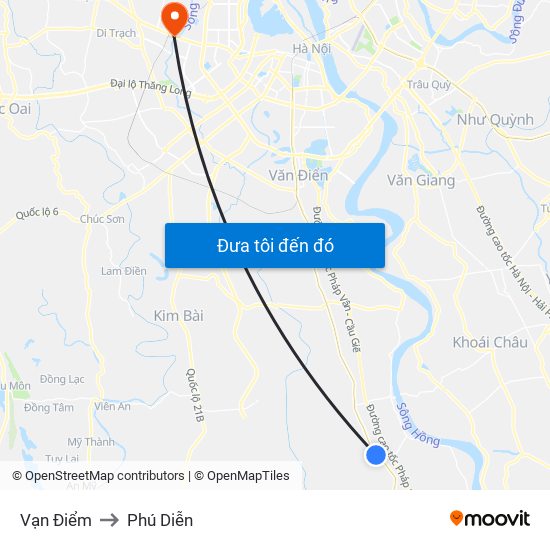 Vạn Điểm to Phú Diễn map