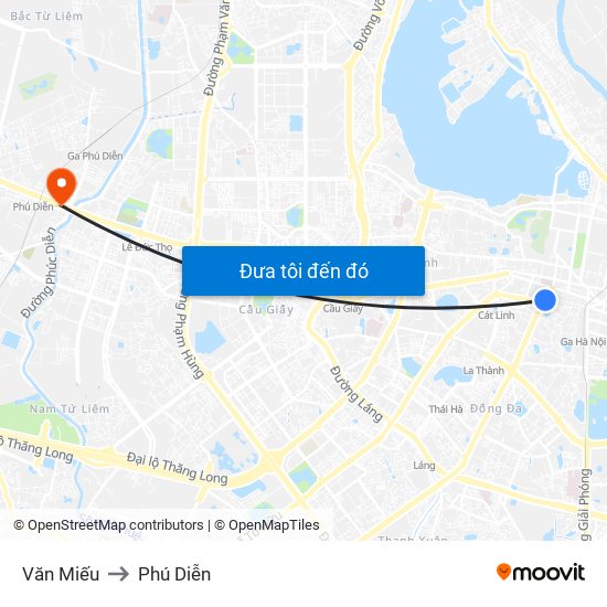 Văn Miếu to Phú Diễn map