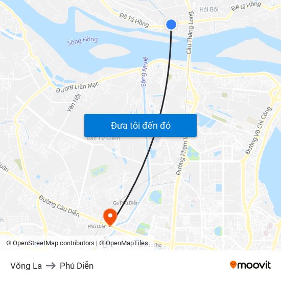 Võng La to Phú Diễn map