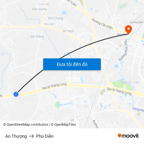 An Thượng to Phú Diễn map