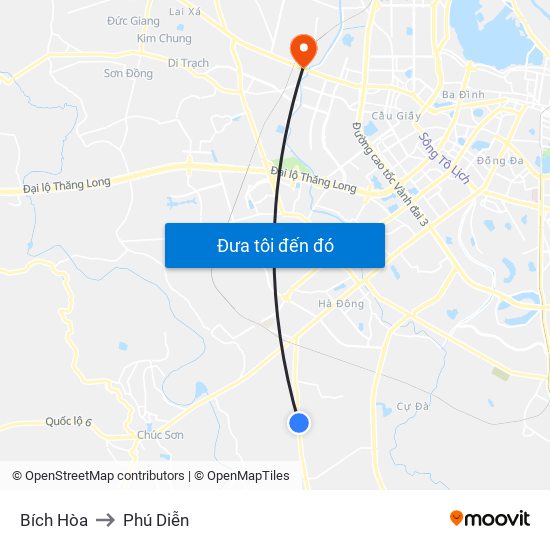 Bích Hòa to Phú Diễn map