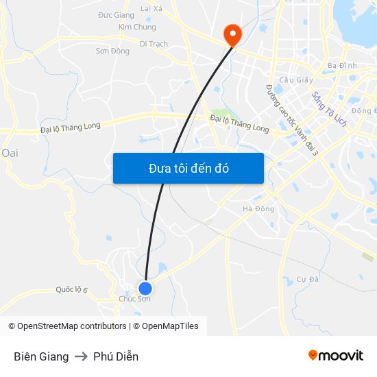 Biên Giang to Phú Diễn map