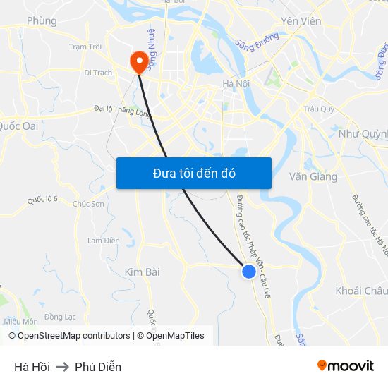 Hà Hồi to Phú Diễn map