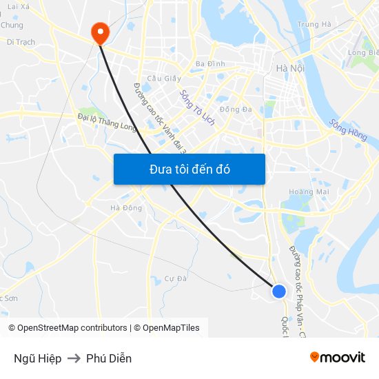 Ngũ Hiệp to Phú Diễn map