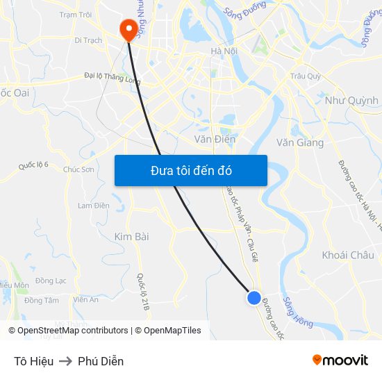 Tô Hiệu to Phú Diễn map