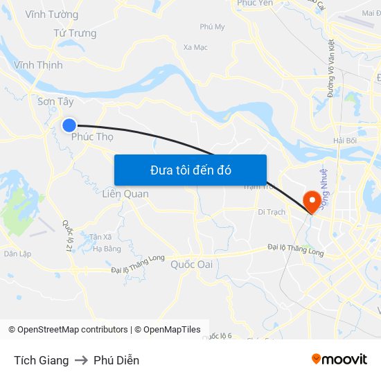 Tích Giang to Phú Diễn map