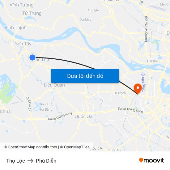 Thọ Lộc to Phú Diễn map