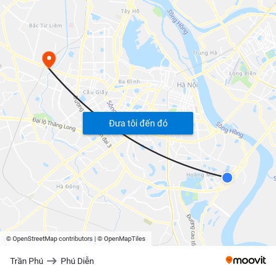 Trần Phú to Phú Diễn map
