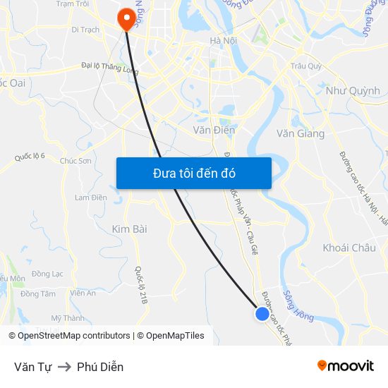 Văn Tự to Phú Diễn map