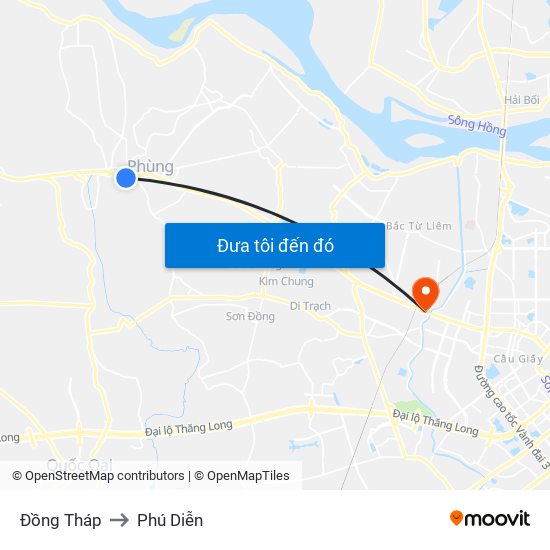 Đồng Tháp to Phú Diễn map