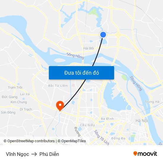 Vĩnh Ngọc to Phú Diễn map