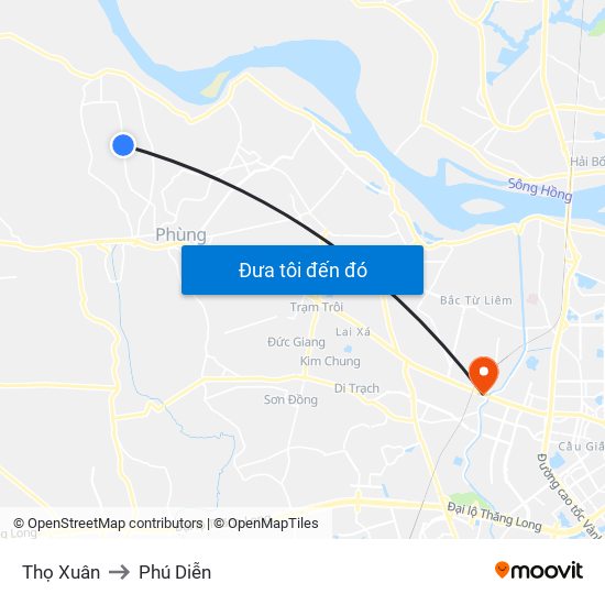 Thọ Xuân to Phú Diễn map