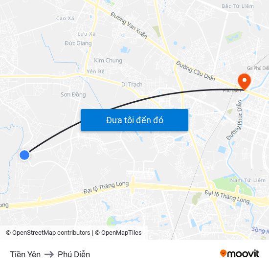 Tiền Yên to Phú Diễn map