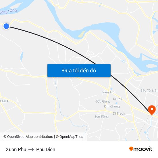 Xuân Phú to Phú Diễn map