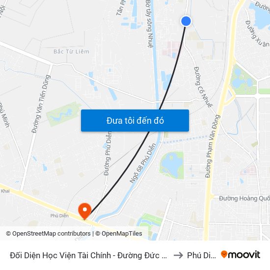 Đối Diện Học Viện Tài Chính - Đường Đức Thắng to Phú Diễn map