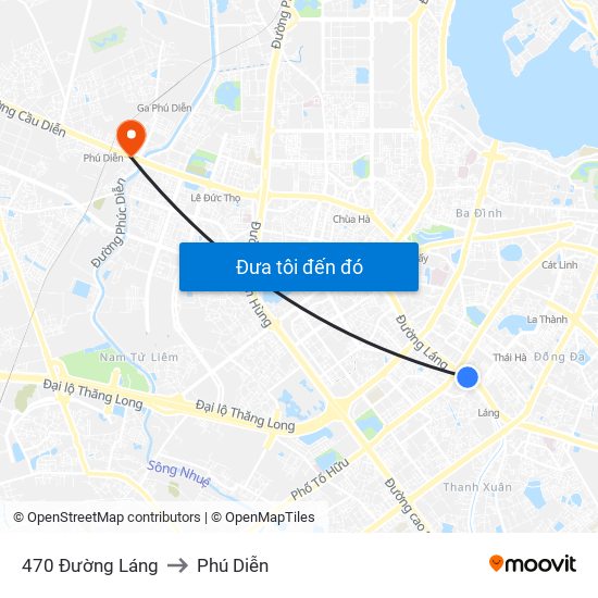 470 Đường Láng to Phú Diễn map