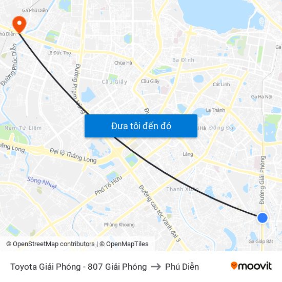 Toyota Giải Phóng - 807 Giải Phóng to Phú Diễn map