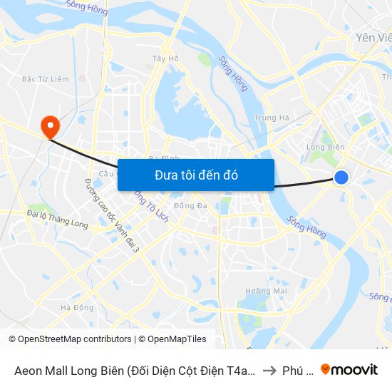 Aeon Mall Long Biên (Đối Diện Cột Điện T4a/2a-B Đường Cổ Linh) to Phú Diễn map