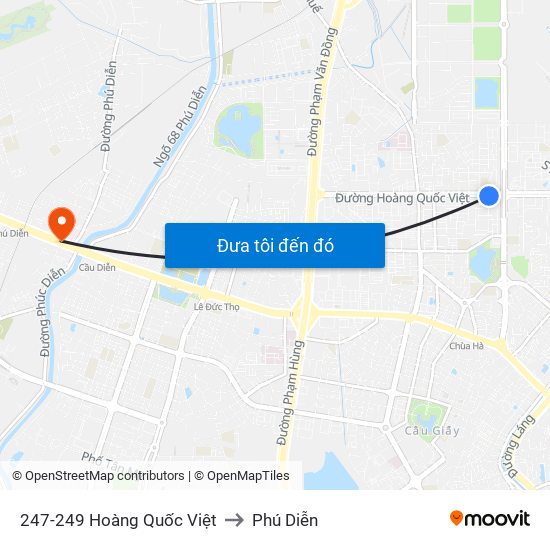 247-249 Hoàng Quốc Việt to Phú Diễn map