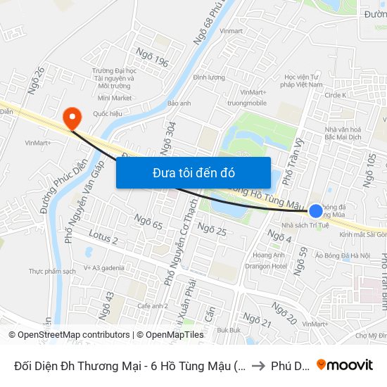 Đối Diện Đh Thương Mại - 6 Hồ Tùng Mậu (Cột Sau) to Phú Diễn map