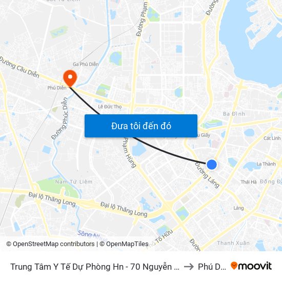 Trung Tâm Y Tế Dự Phòng Hn - 70 Nguyễn Chí Thanh to Phú Diễn map