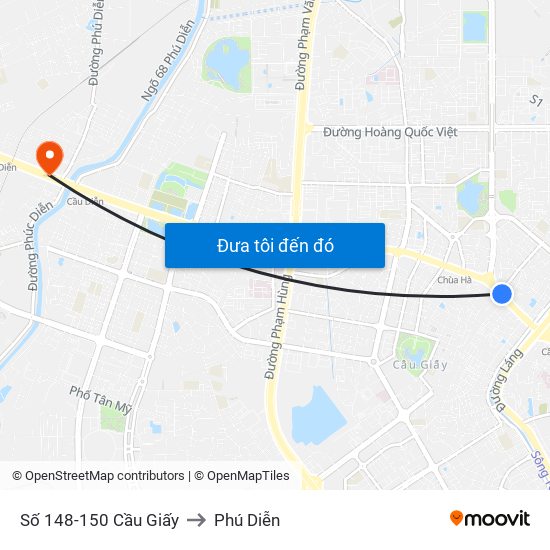Số 148-150 Cầu Giấy to Phú Diễn map