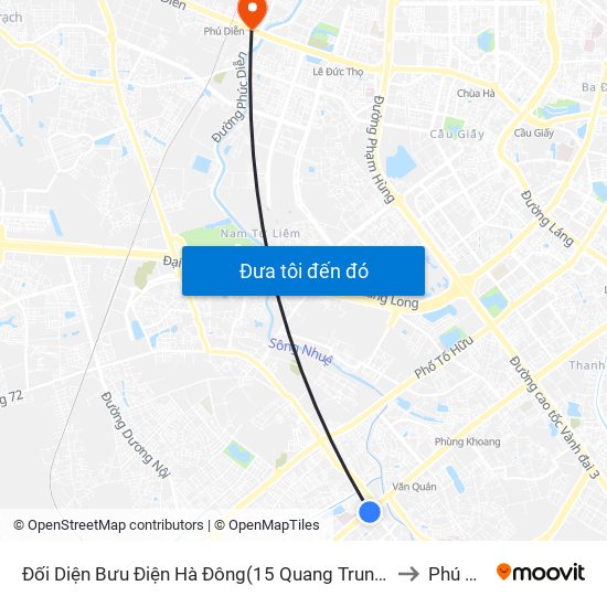 Đối Diện Bưu Điện Hà Đông(15 Quang Trung Hà Đông) to Phú Diễn map