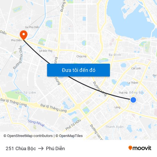 251 Chùa Bộc to Phú Diễn map