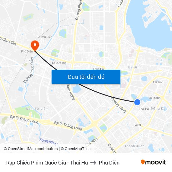 Rạp Chiếu Phim Quốc Gia - Thái Hà to Phú Diễn map