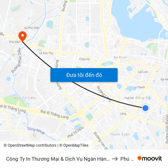 Công Ty In Thương Mại & Dịch Vụ Ngân Hàng - Số 10 Chùa Bộc to Phú Diễn map