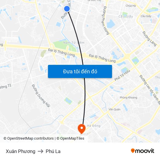 Xuân Phương to Phú La map