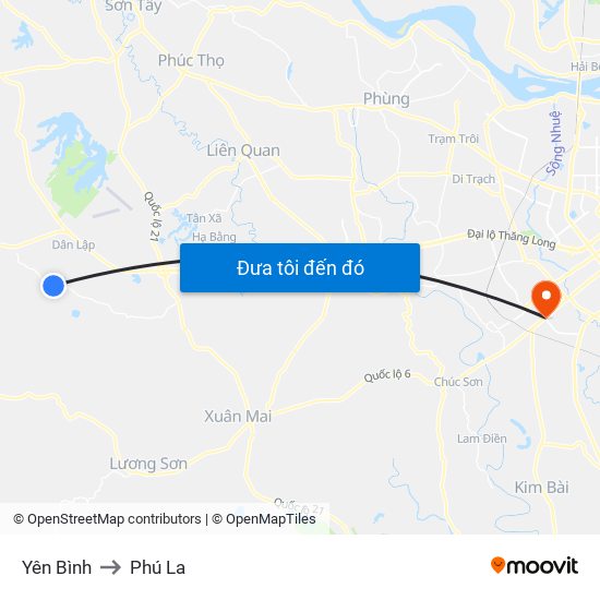 Yên Bình to Phú La map