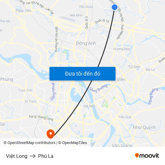 Việt Long to Phú La map