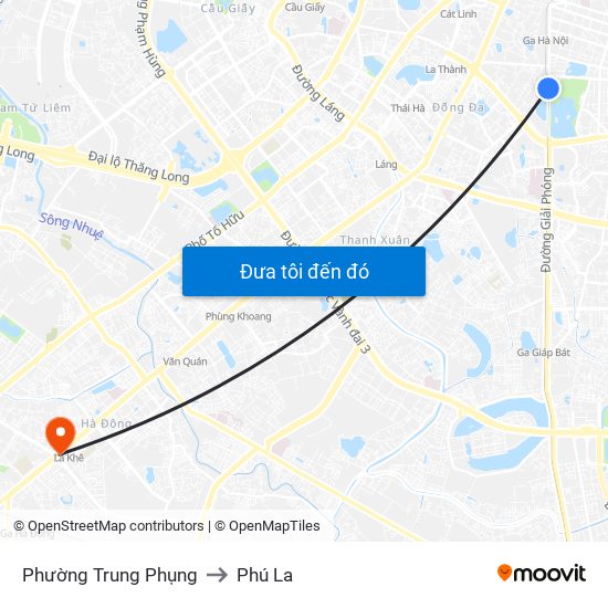 Phường Trung Phụng to Phú La map