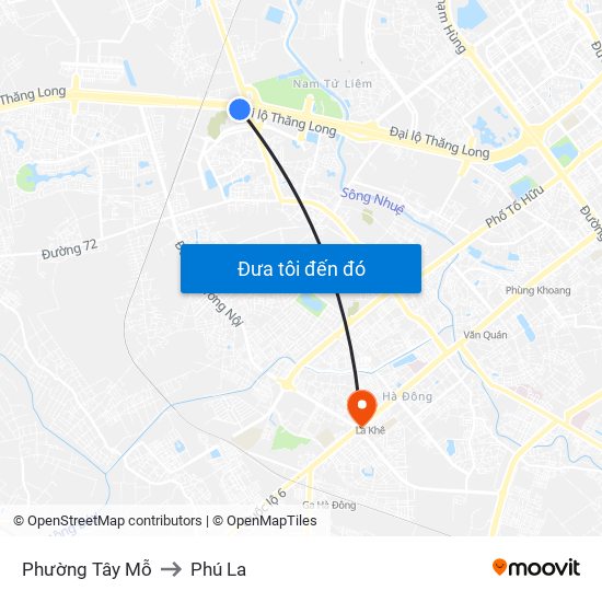 Phường Tây Mỗ to Phú La map