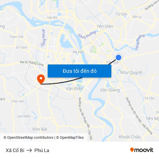 Xã Cổ Bi to Phú La map