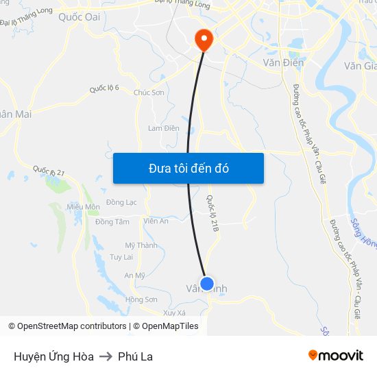 Huyện Ứng Hòa to Phú La map