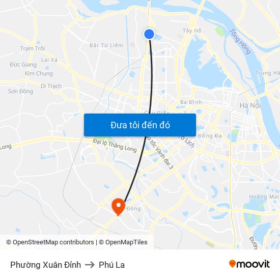 Phường Xuân Đỉnh to Phú La map