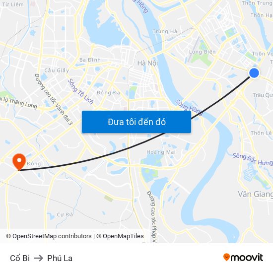 Cổ Bi to Phú La map