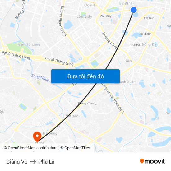 Giảng Võ to Phú La map