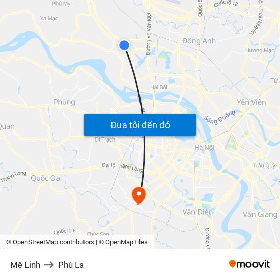 Mê Linh to Phú La map