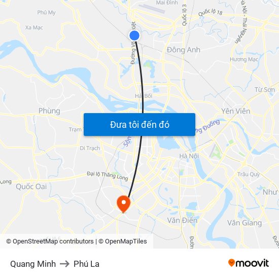 Quang Minh to Phú La map