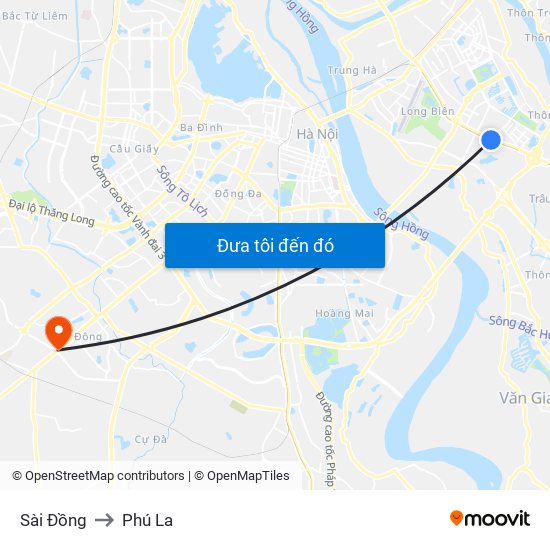 Sài Đồng to Phú La map